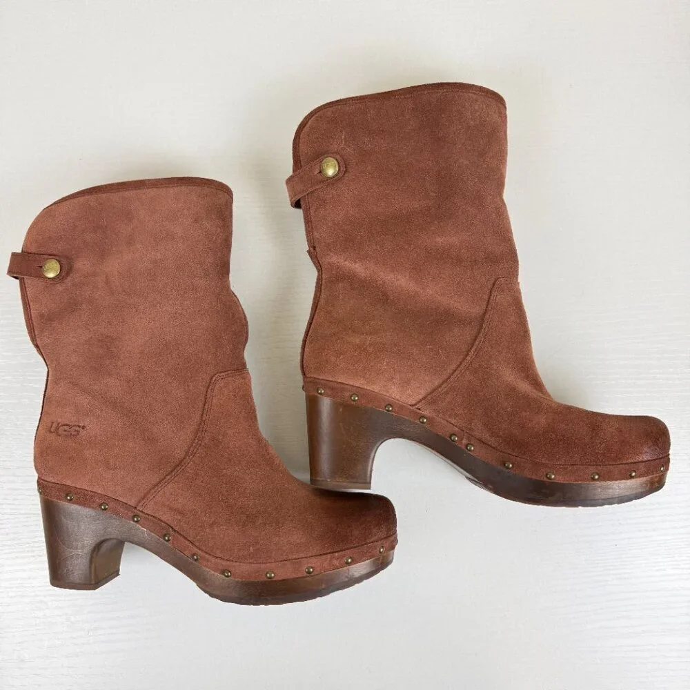 Like New UGG Lynnea Burnished Suede Foldable Shearling Boots S/N 3204